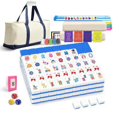ApexCore Deluxe American Mahjong Tile Set with 166 Unique Designer Tiles - Complete Game Kit with 4 Pcs Mahjong Shuffler Cards | 4 All-in-One