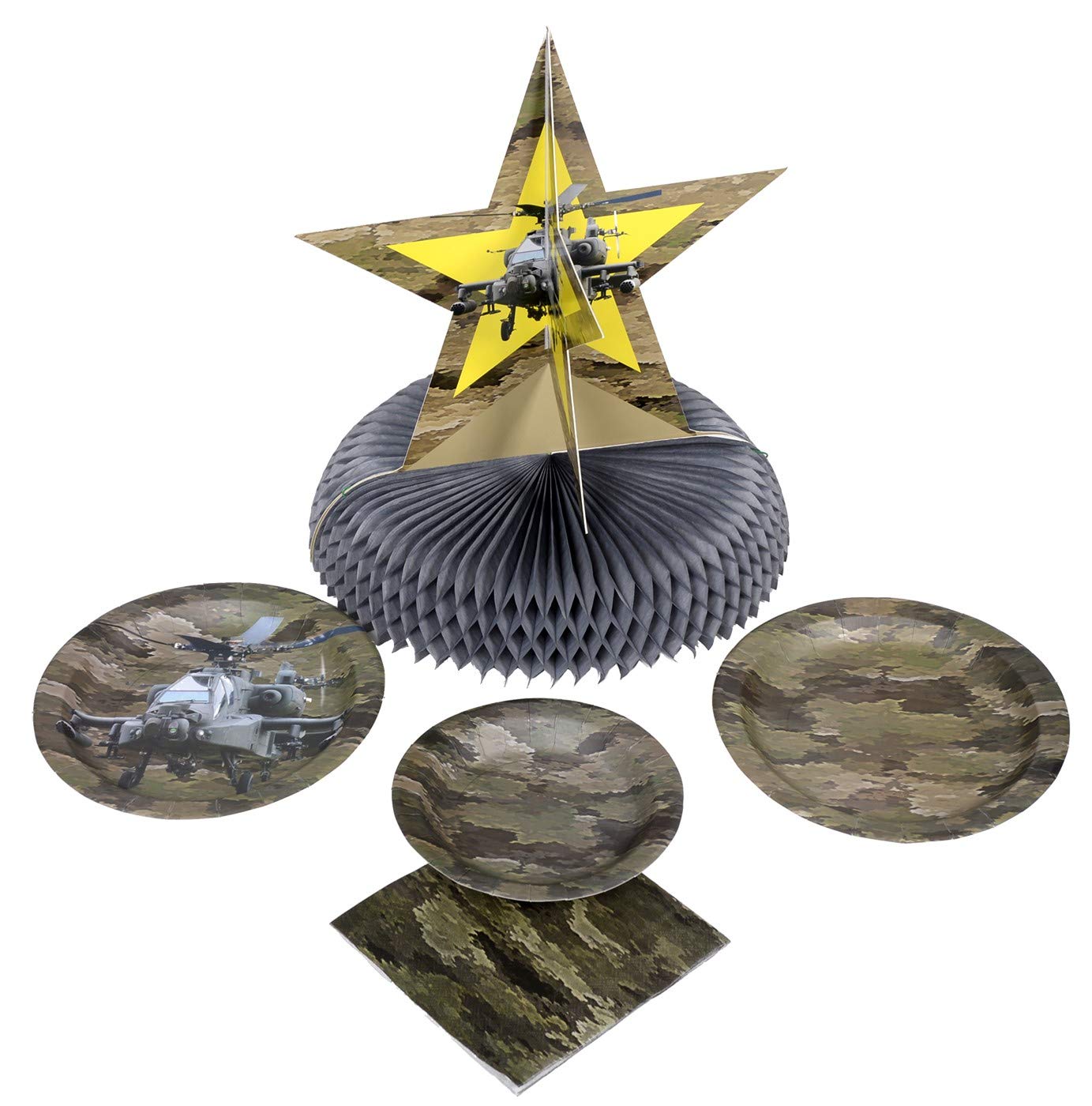 Military Army Camo Helicopter Party Centerpiece (14.5") American Heroes Party Collection by Havercamp