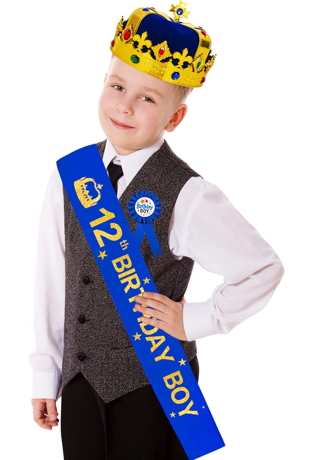 12th Birthday Gifts for Boys,12 Birthday Crown Boy,12 Birthday Boy Sash,12th Birthday Hat Boys,12th Birthday King,Birthday Boy Sash,Birthday Crown
