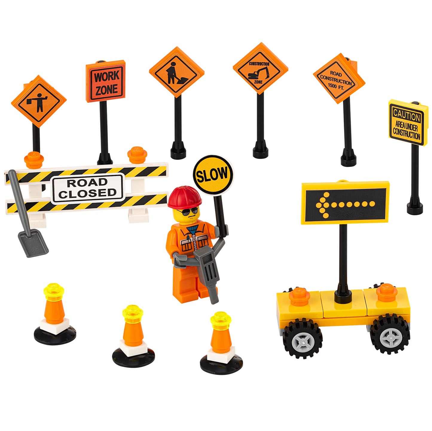 Building Toys 2 Lane Main Road Traffic Light City Town Village Street Stop Sign Bus Stop Post Box Road Sign Compatible with All Major Brick Brands