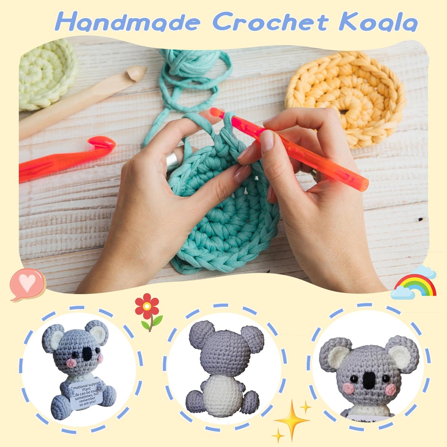 Koala Gifts, Crochet Positive Emotional Support Koala- Handmade Emotional Cheer Support Funny Gifts for Friend Coworker Birthday Christmas Stocking