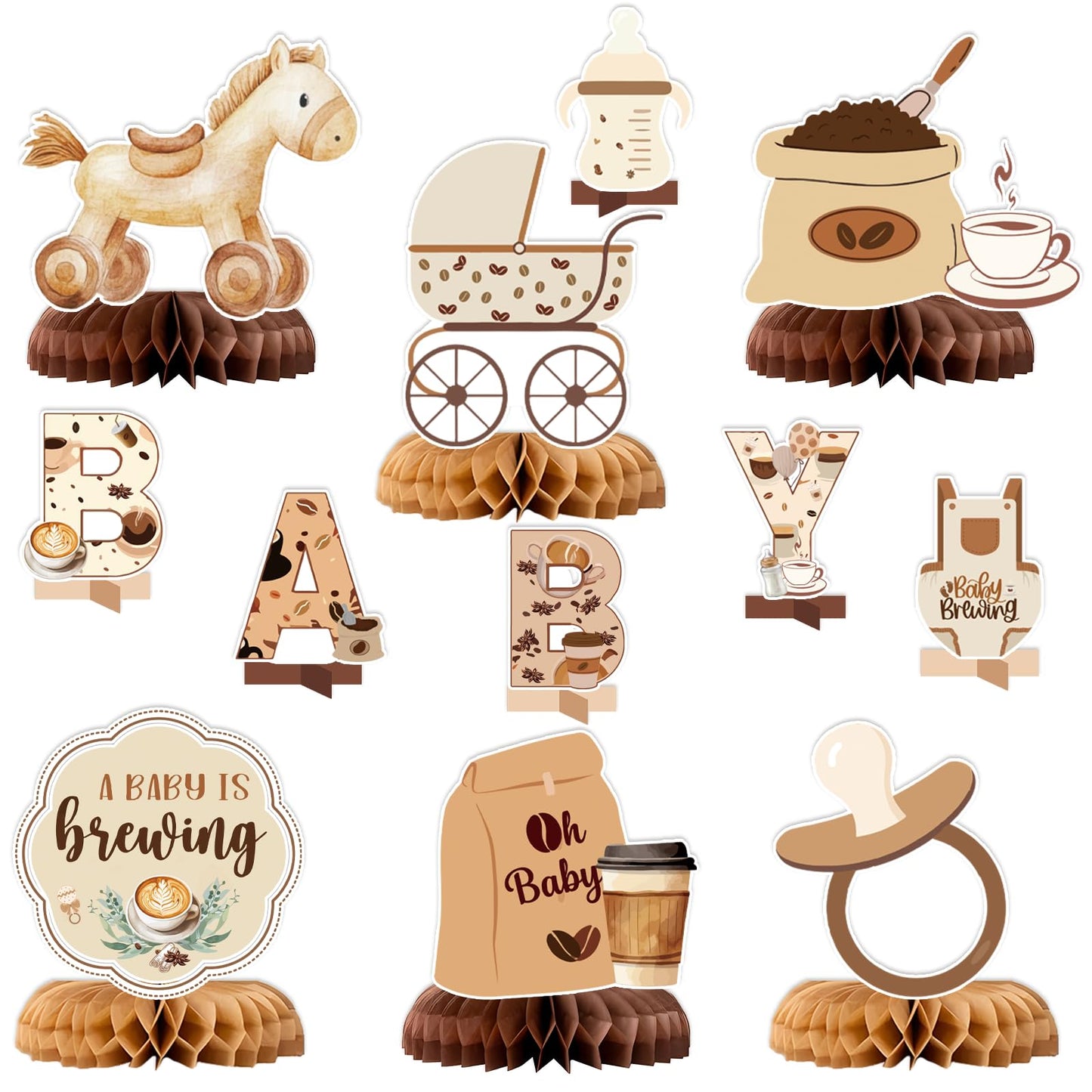 A Baby Is Brewing Baby Shower Decorations - 12 PCS Coffee Baby Shower Centerpieces for Tables Baby Is Brewing Baby Shower Decor