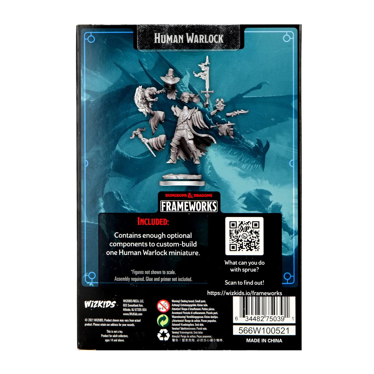 WizKids D&D Frameworks: Human Warlock Male - Unpainted and Unassembled