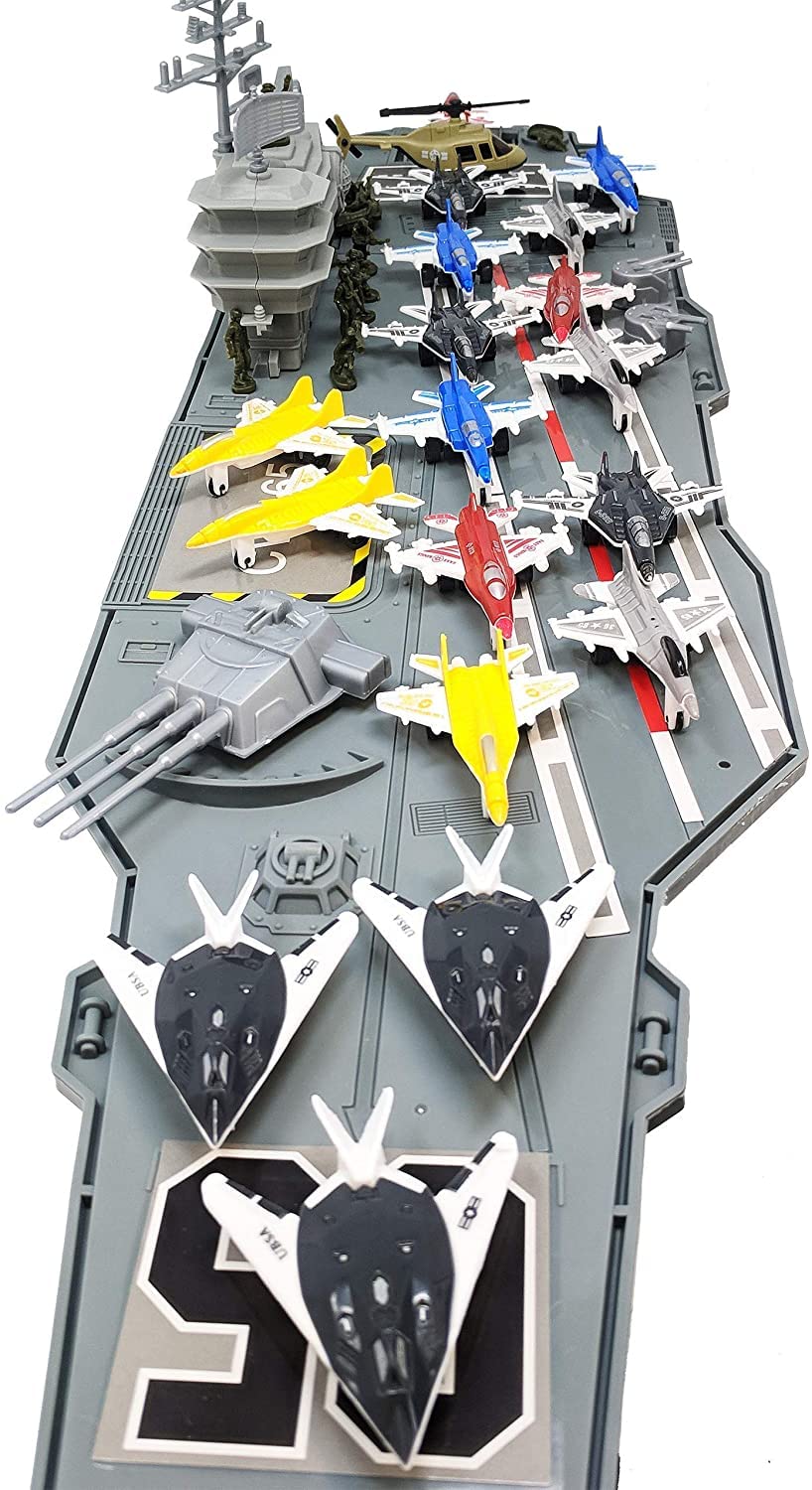 Aircraft Carrier Toy Army Men with Cargo Plane Warplanes