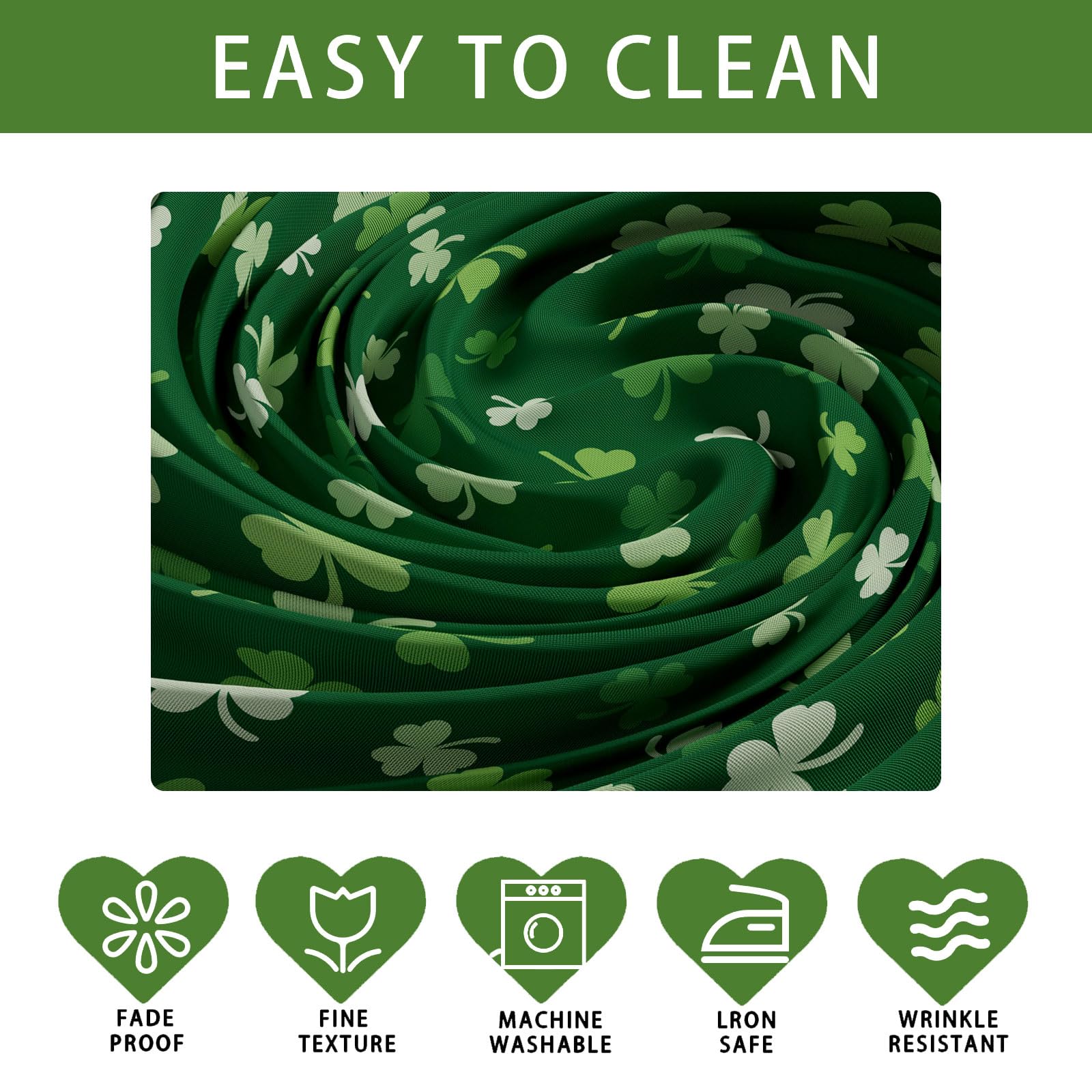 XCHI Green Shamrocks St. Patrick's Day Tablecloth Rectangle Table Cloth Washable Table Covers for Indoor Dining Home Party Decorations 60x84 Inch