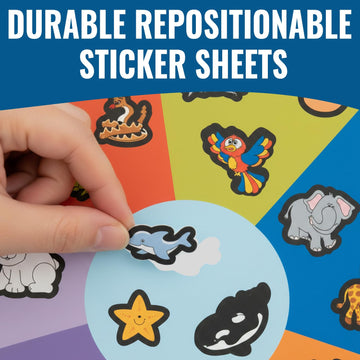 Continents and Animals Make A Sticker - 12 Pieces - Educational and Learning Activities for Kids