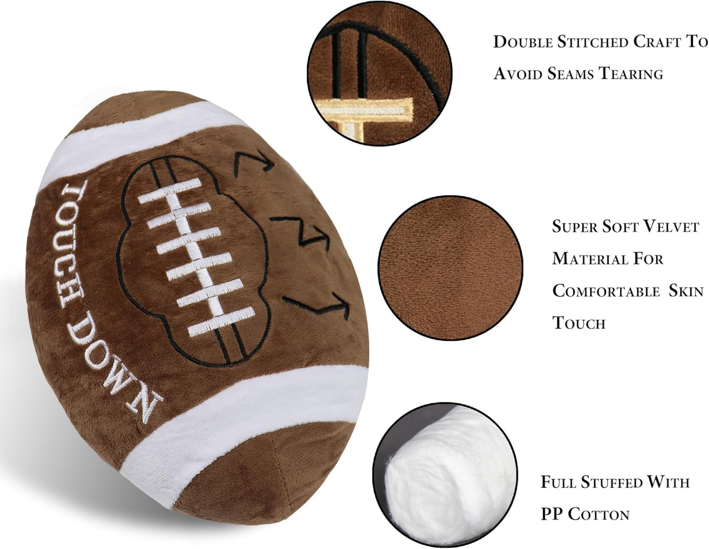 GiftExpress 12-Inch Plush Football Throw Pillow - Stuffed Soft Toy, Game Day Room Decor, Football Theme Cushion for Kids & Sports Fans