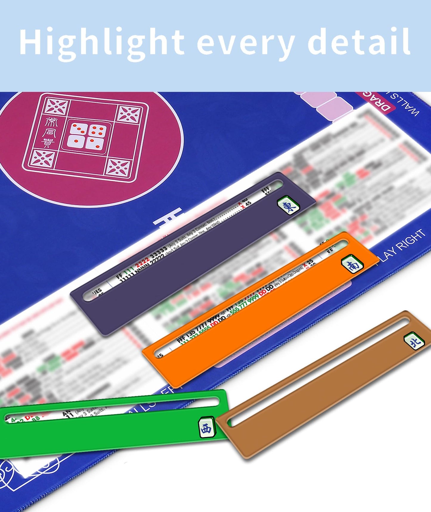 czzwak 4PC Mahjong Card Line Finder Strips - Bright Acrylic Strategy Tool for Beginners | Travel, Parties, Game Nights | Rules Helper & Accessories