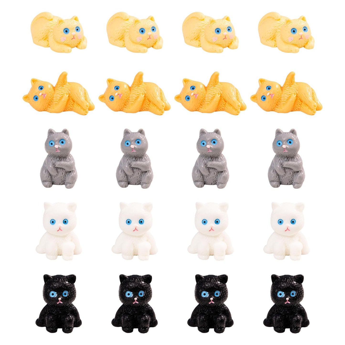 jrootouh 20 Pcs Mini Resin Cat Tiny Animal Miniature Figures for DIY Garden Dollhouse Animals Accessories Micro Landscape Aquarium Party Decor