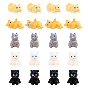 jrootouh 20 Pcs Mini Resin Cat Tiny Animal Miniature Figures for DIY Garden Dollhouse Animals Accessories Micro Landscape Aquarium Party Decor