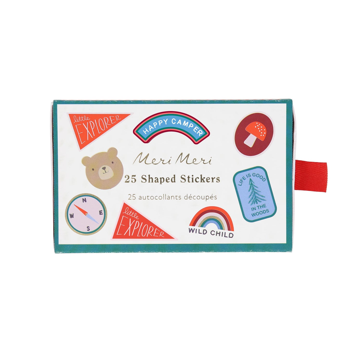 Meri Meri Outdoor Adventures Stickers (Pack of 25), Camping and Birthday Party Favors, Decorative Stickers, Matchbox-Style Box, Easy Peel Back, Ages