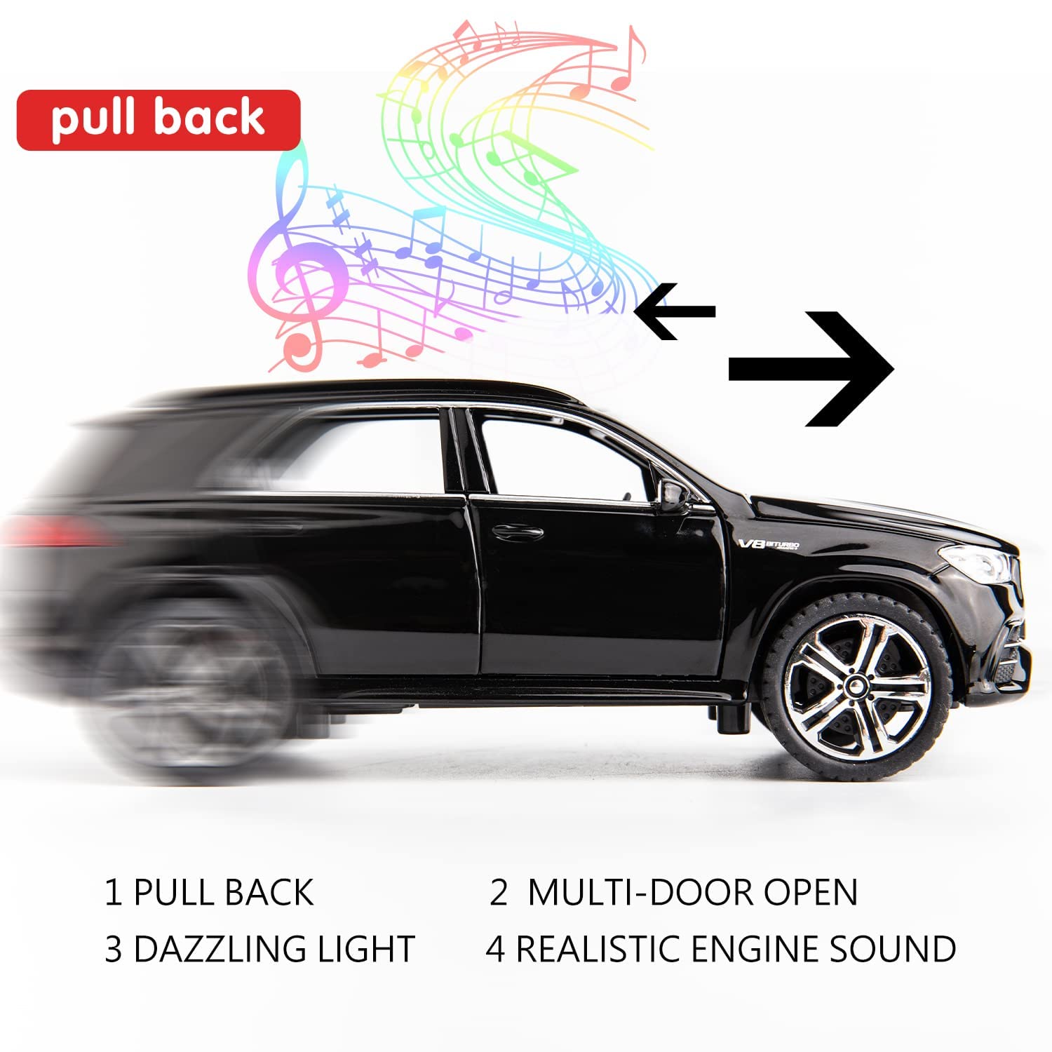 WAKAKAC 1/32 Scale AMG GLE 63S SUV Toy Car, Alloy Diecast Collectible Pull Back Car Model with Light and Sound Toy Vehicles for Adults Boys Girls Gift