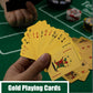 VOVCIG Mini Playing Cards, 2 Deck Gold Miniature Card Set Waterproof Foil Poker Cards Game Poker Traveling Decks Cards for Adults(Gold)