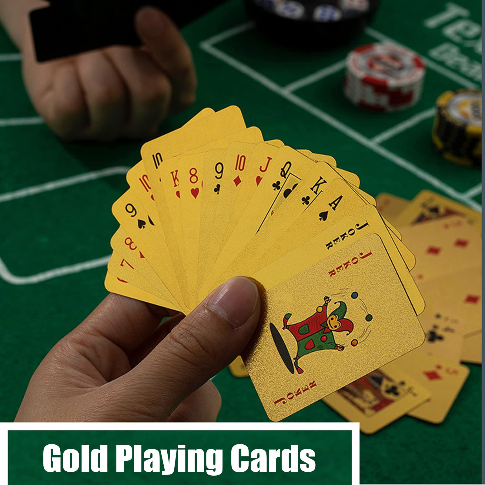 VOVCIG Mini Playing Cards, 2 Deck Gold Miniature Card Set Waterproof Foil Poker Cards Game Poker Traveling Decks Cards for Adults(Gold)