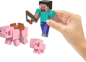 Mattel Minecraft Toys, 3.25-inch Action Figure 2-Packs, 2 Figures and 2 Accessories, Collectible Gifts for Kids