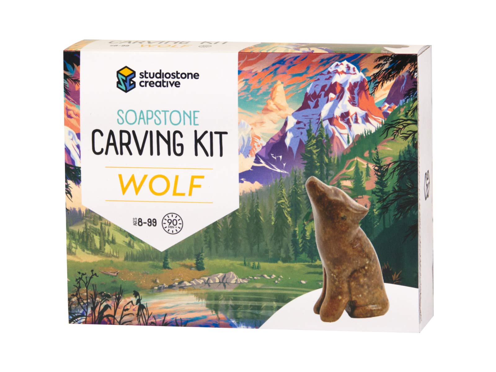 STUDIOSTONE CREATIVE DIY Arts & Crafts Carving Kit Kids Adults Wolf Sculpture Soapstone