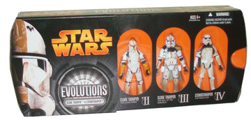 Star Wars Year 2005 Evolutions Series 3 Pack 4 Inch Tall Action Figure - CLONE TROOPER to STORMTROOPER with Clone Trooper from The Clone Wars, Clone