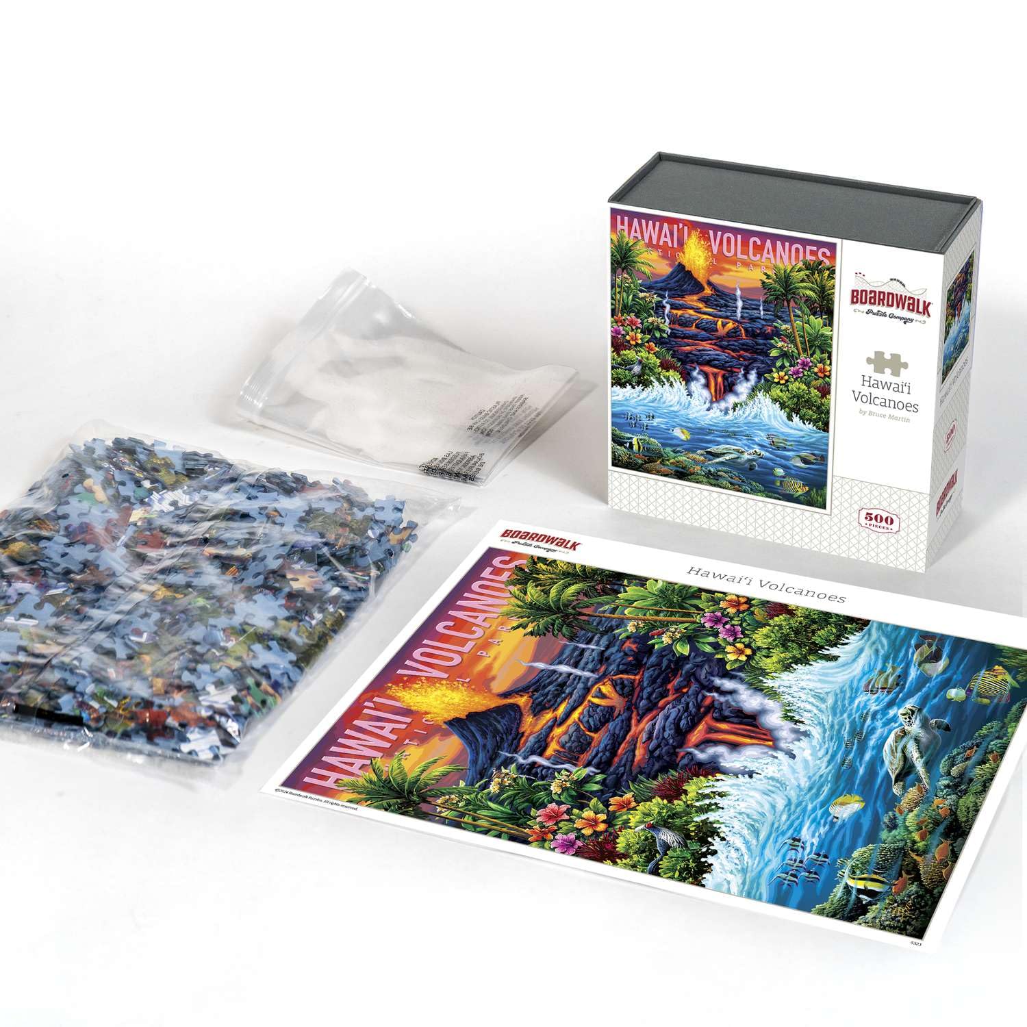 Boardwalk Hawai?i Volcanoes 500 Piece Jigsaw Puzzle Tropical Ocean Hawaii Puzzles with Premium Box, Gift for Adults and Family 16"x20"