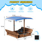 Kids Wooden Sandbox with Adjustable Canopy, Outdoor Sandbox with Cover and Adjustable Roof, Wooden Cabana Sand Box with Canopy, Canopy Sand Box