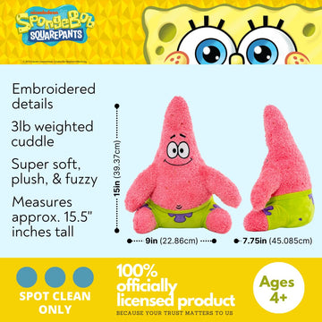 Franco Calm Spongebob Squarepants Patrick Star Bedding Super Soft Calming 3Lb Weighted Cuddle Pillow Buddy, Comfort Pillow, (Officially Licensed