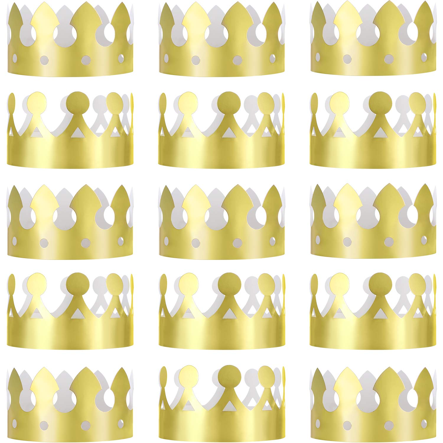 JOVITEC 24 Pcs Gold Paper Crowns Golden King Crown Foil Gold Hat for Birthday Celebration Baby Shower Photo Props