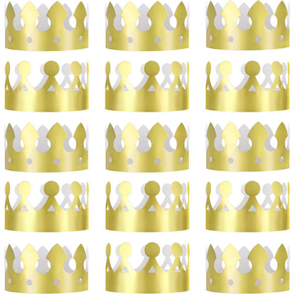 JOVITEC 24 Pcs Gold Paper Crowns Golden King Crown Foil Gold Hat for Birthday Celebration Baby Shower Photo Props