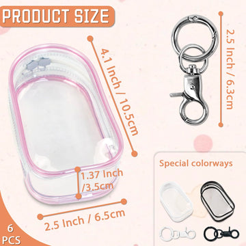NEETUE 6 Pcs Clear Figure Display Bag with Keychain, Zipper Clear Display Case, Ball Portable Mini Doll Pouch, Figures Display Case For Figures