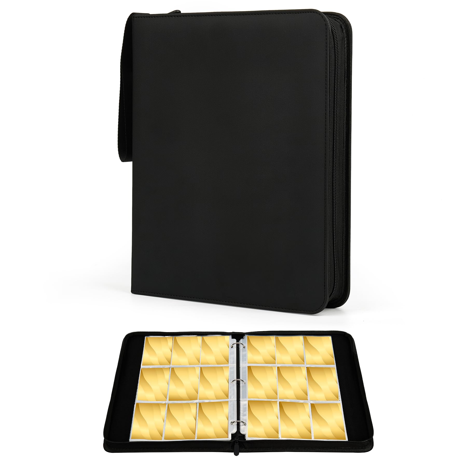 9-Pocket Trading Card Binder, PU Leather Zip Card Binder Album Holds 900 Cards for TCG, Sports Cards, Collectible Cards?BASEBALL PATTERN?