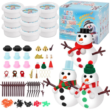 Stocking Stuffers for Kids Teen Boys Girls - 9 Pack Build Snowman Kit Christmas Crafts Gifts for Kids Creative Air Dry Modeling Clay Xmas Gift