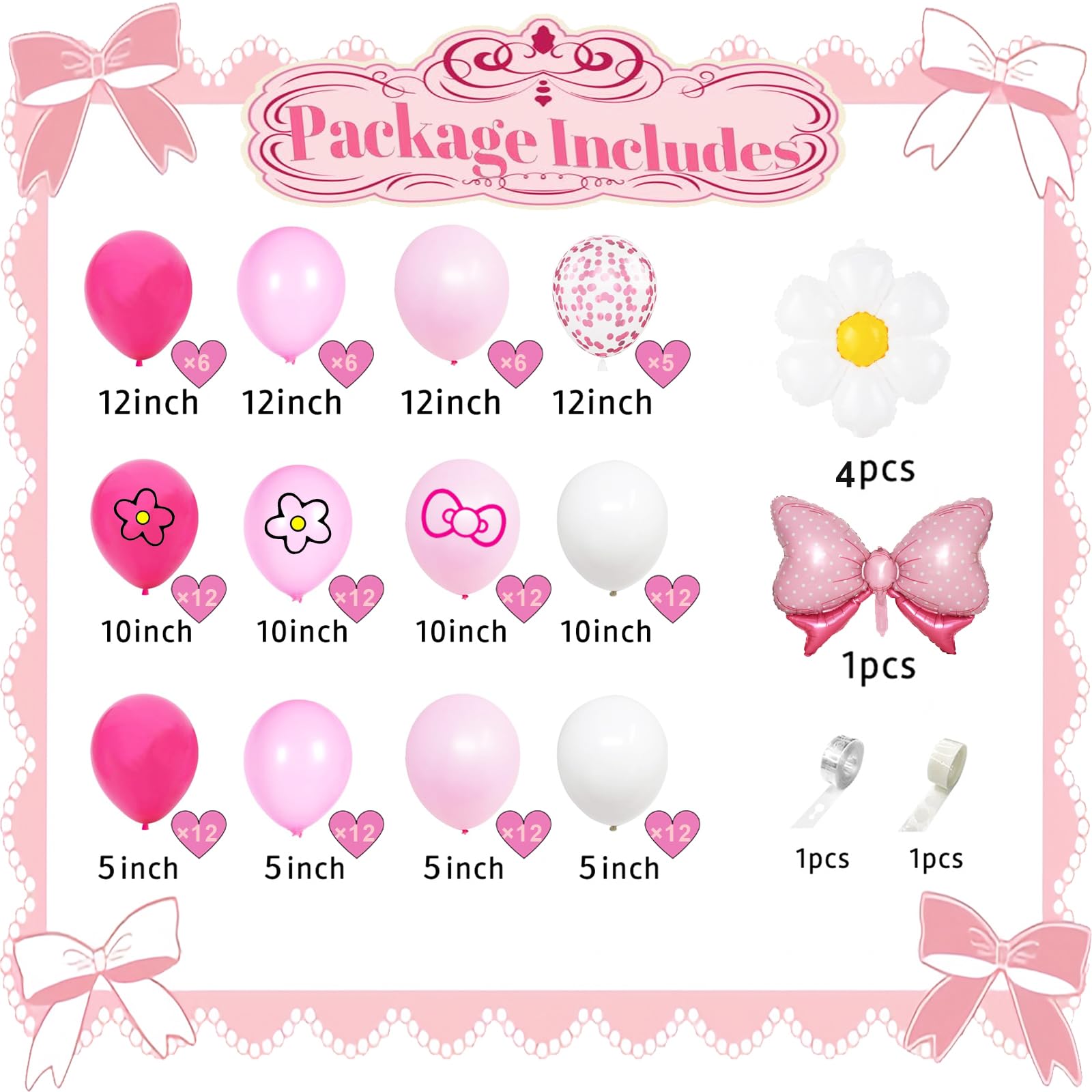 126 Pink Balloon Garland Kit Birthday Party Decorations Supplies