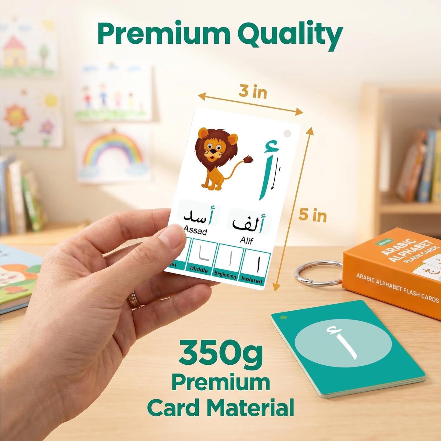 YIYDONG Arabic Flash Cards for Beginners, Learn Arabic Alphabet for Kids, Teens and Adults, Educational Language Learning Resource for Grade School
