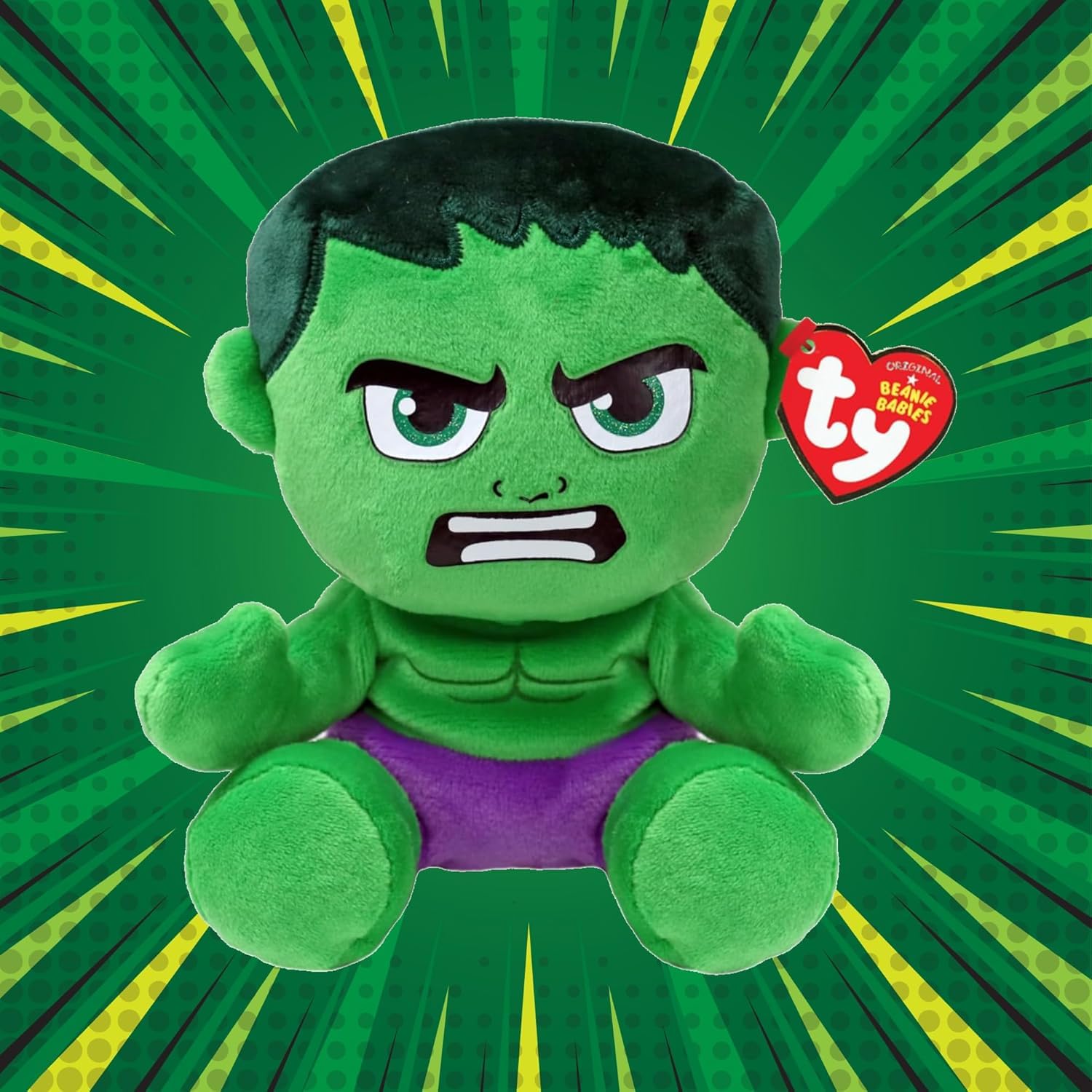 TY Beanie Babies Hulk (Soft Body) - 6", Green