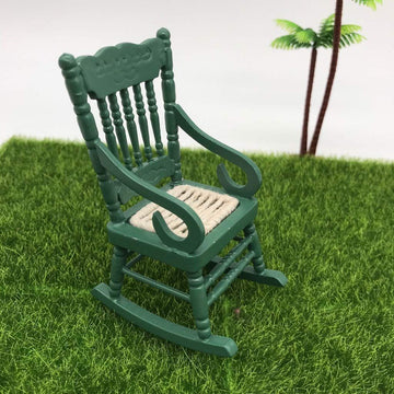 SXFSE Doll House Rocking Chair, 1:12 Scale Wooden Dollhouse Accessories Miniature Funiture Decor Model Play Toy