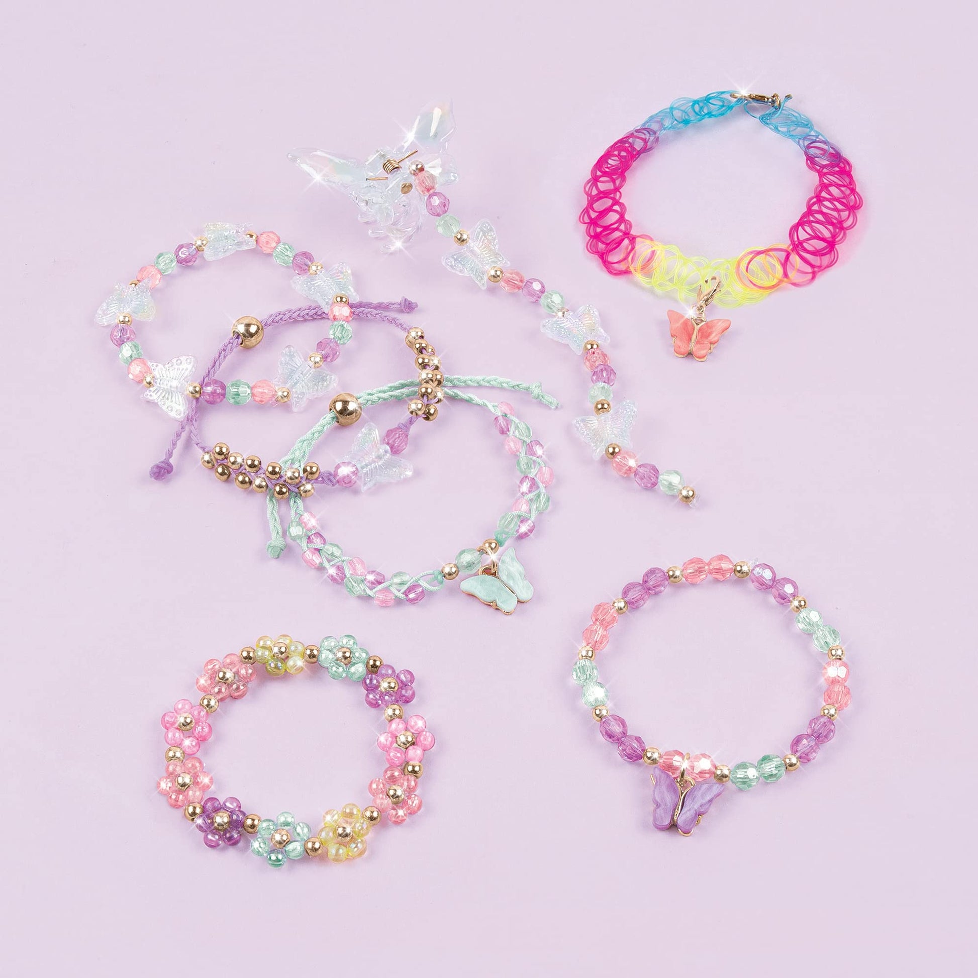 Make It Real: Butterfly Jewelry Set - Create 7 Pieces of Jewelry, 281 Pieces, Includes Play Tray, DIY All-in-One Kit, Tweens & Girls, Arts & Crafts