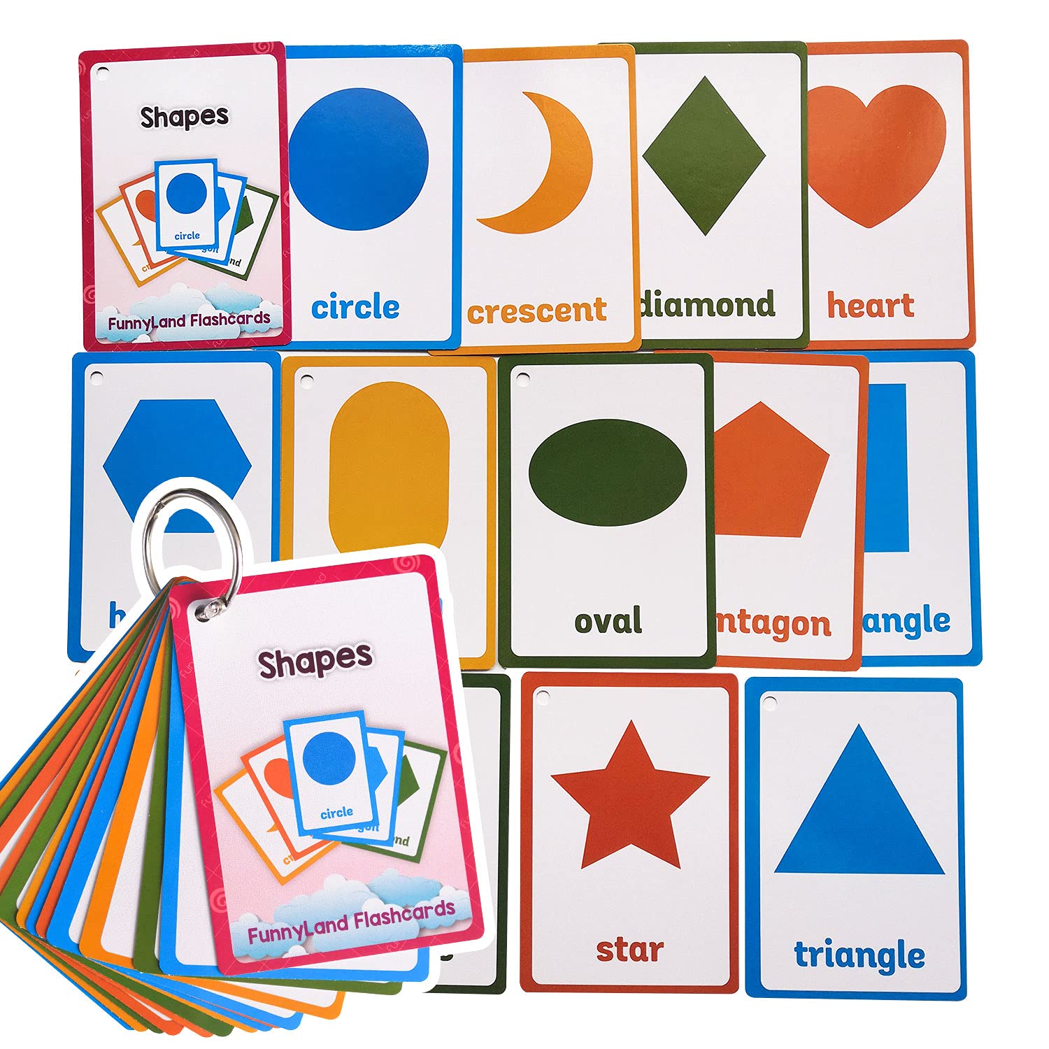 13PCS/Set Shapes Kids Gifts English Flash Cards Pocket Card Educational Learning Baby Toys for Children Pre-Kindergarten