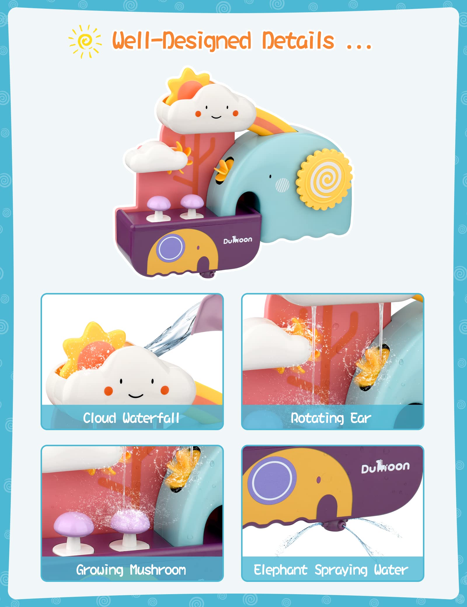 TI-TOO Baby Bath Toys, Fun Simple Physics Educational Bathtub Water Toy, Bath Time Fun Splash Toys for 1, 2, 3+ Year Old Boys Girls Toddlers, Safe