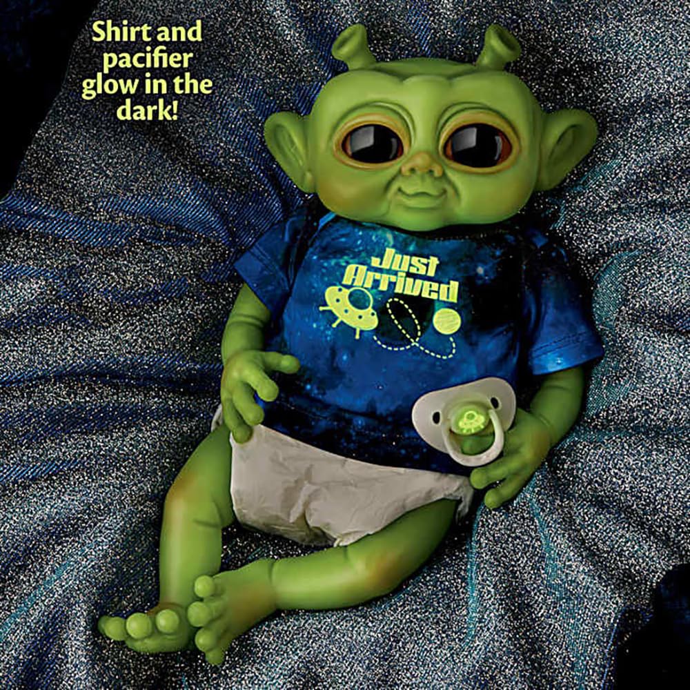 The Ashton-Drake Galleries Alien Baby Doll with TrueTouch Silicone, Glow-in-Dark Outfit, Weighted Body
