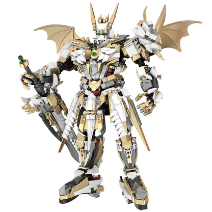 HIGH GODO Hero Mech Building Blocks Set for Adults?Golden Armor Robot Model Building Kit with Classic Swords, Hard Core Chinoiserie Style Collectible