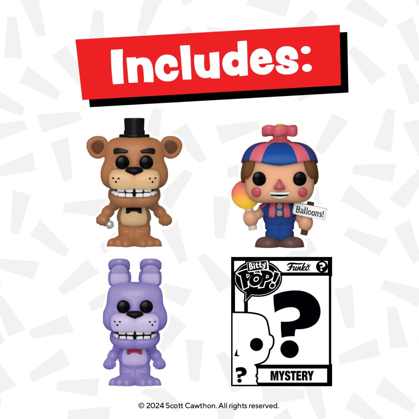 Funko Bitty POP! 4 Pack FNAF : Freddy, Bonnie, Balloon Boy & Mystery