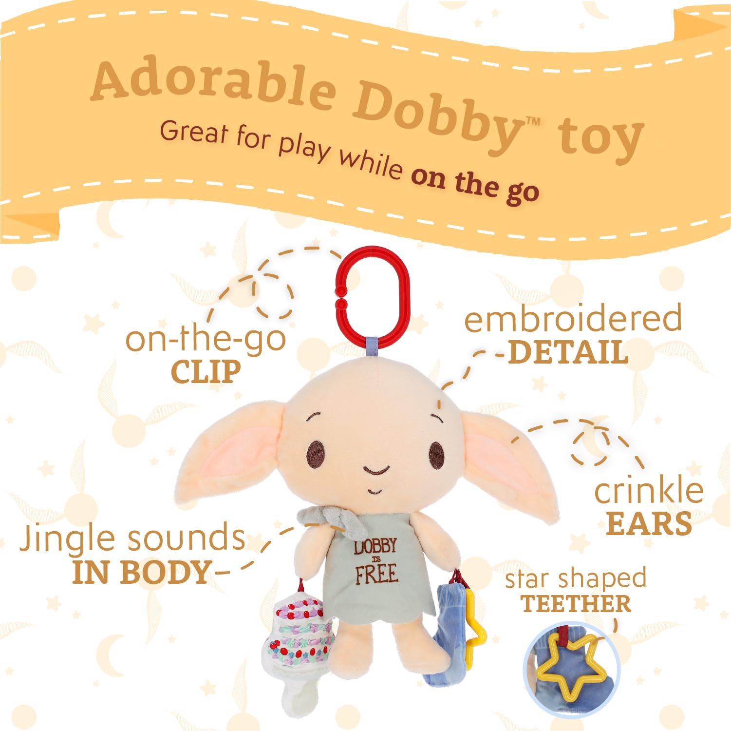 Kids Preferred Harry Potter Dobby On the Go Activity Toy for Newborns and Babies