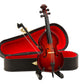 Dselvgvu Wooden Miniature Double Bass with Stand, Bow and Case Mini Musical Instrument Contrabass Replica Collectible Figurines Upright Bass Model