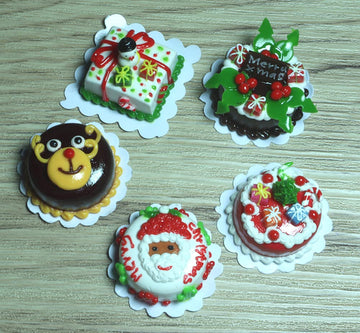 ThaiHonest Mixed 5 Assorted Christmas Cake Dollhouse Miniature Food,Tiny Food