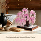 Wise Block Cherry Blossom Bonsai Building Set for Adults, Ages 18+, Pink Sakura Tree Artificial Plant for Home, Office or Bedroom Decor, Botanical