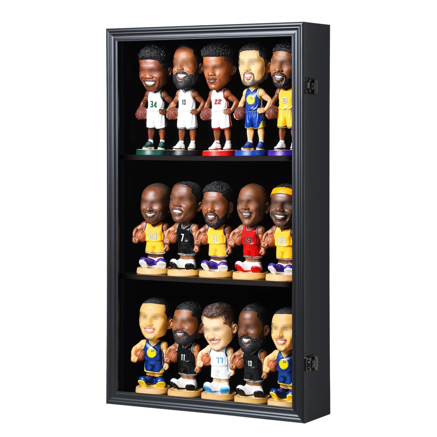 Zmiky Bobblehead Display Case Action Figure Display Case Bobble Head Shadow Box Wall Cabinet for 15 Figurines Display with Lockable Anti Fade Uv