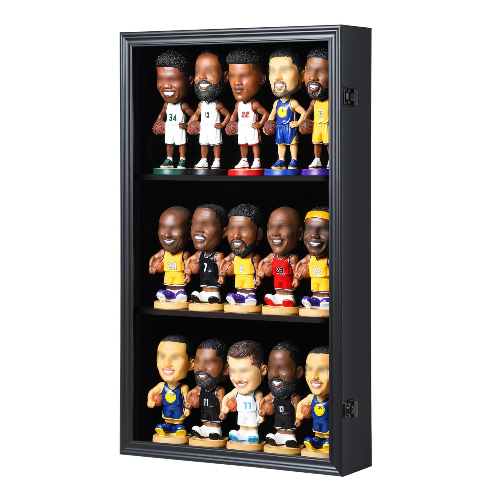 Zmiky Bobblehead Display Case Action Figure Display Case Bobble Head Shadow Box Wall Cabinet for 15 Figurines Display with Lockable Anti Fade Uv