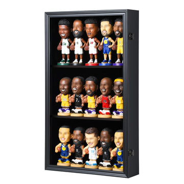 Zmiky Bobblehead Display Case Action Figure Display Case Bobble Head Shadow Box Wall Cabinet for 15 Figurines Display with Lockable Anti Fade Uv