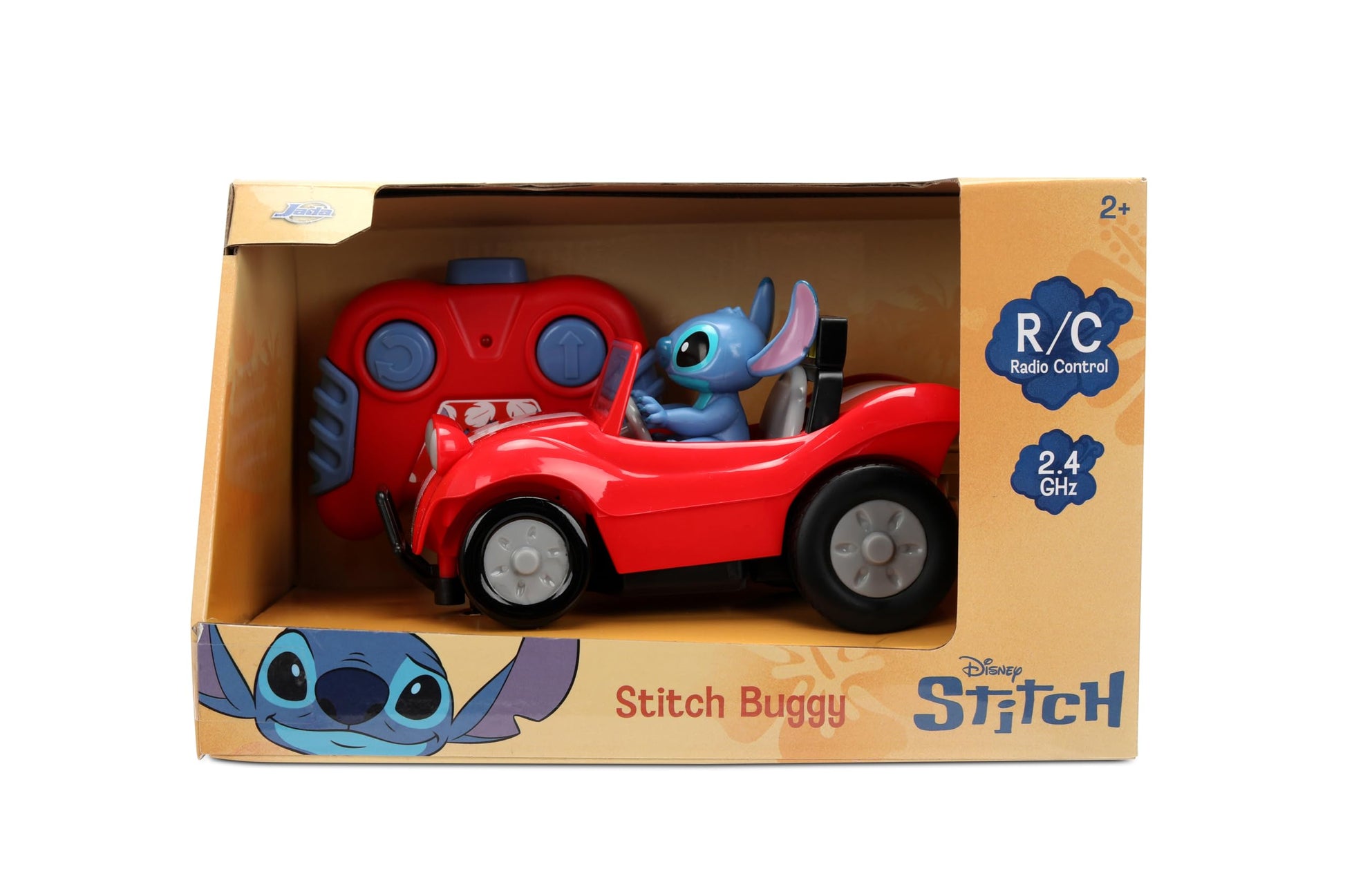 Jada Toys 1:32 RC Disney Stitch Buggy - Simple Function Remote Control Car with Built-in Stitch Figure and 5.5" Body - Kid-Friendly RC Vehicle