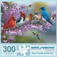 Bits and Pieces Jigsaw Puzzle - Birds on a Flowering Branch by Oleg Gavrilov - Cardinals, Bluebird & Hummingbirds Nature Artwork (300 Piece Puzzle 18"