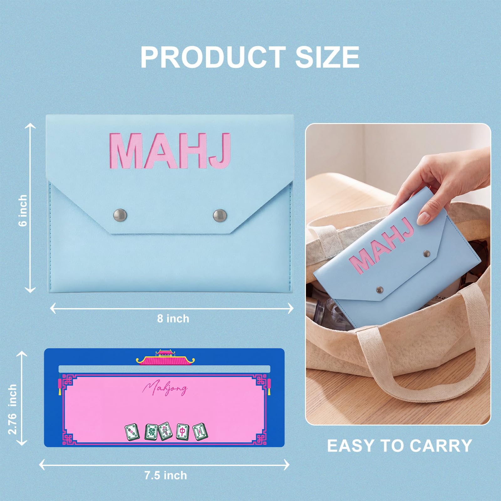 Eccentfit Leather Mahjong Card Clutch Holder Pouchwith 4 Mahjong Card Finder Mahjong Accessory Set Case for NMJL Rule Cards & Game Night Hostess Gifts