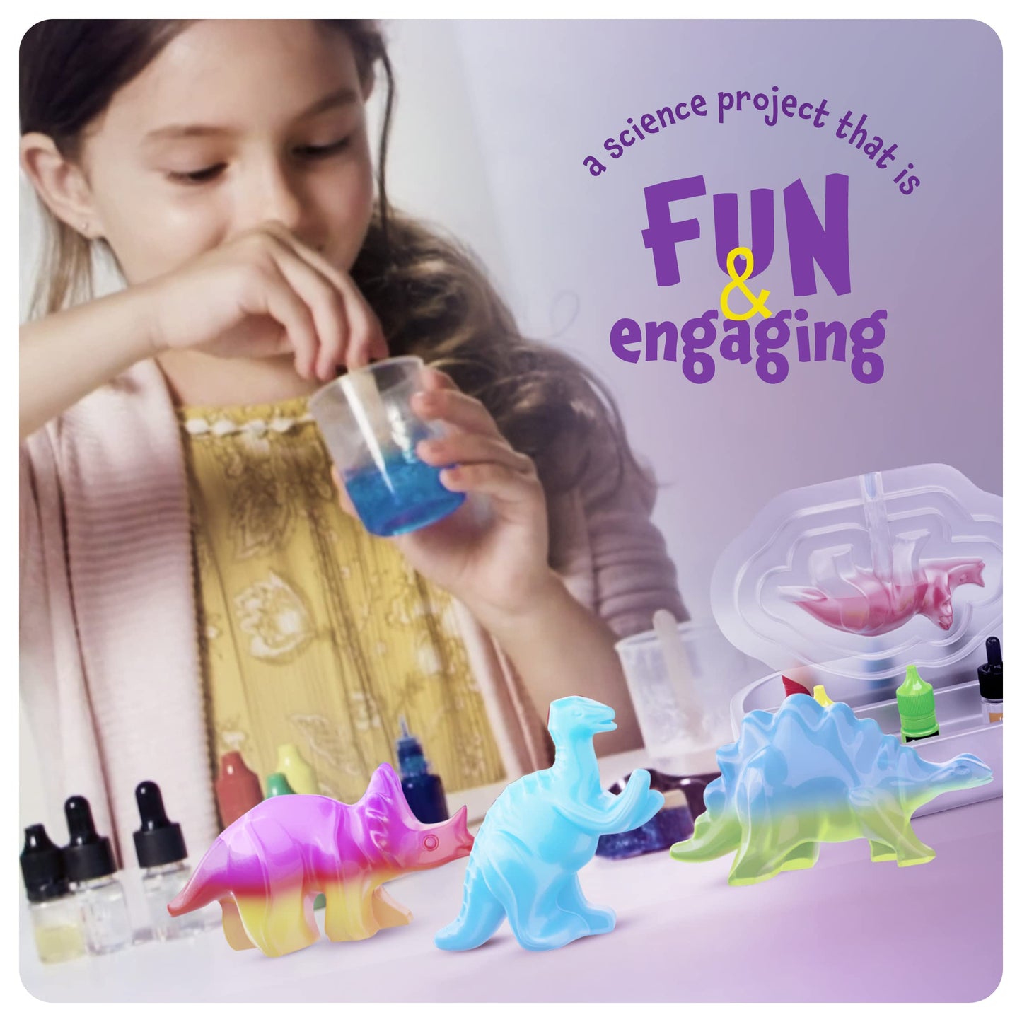 Dan&Darci Dino Soap Making Kit for Kids, Dinosaur Science Toys Kits, Gifts for Kid All Ages, DIY Activities Craft - Art Crafts Gift Set for Boys